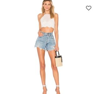 Elma Lovers + Friends sheer crop top with flower detailing